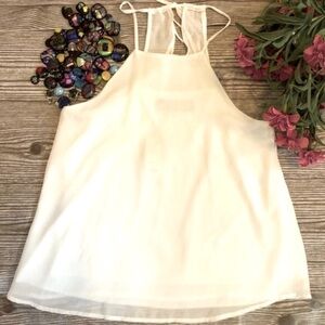 NWT Blue Rain White Halter top with flair on back